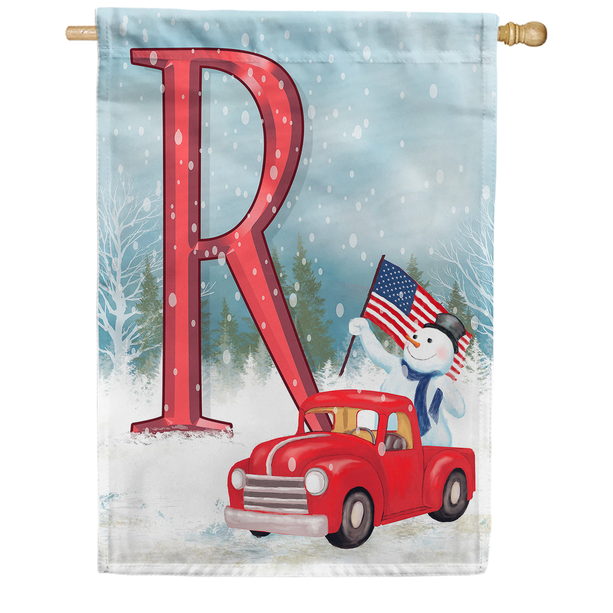 America Forever Happy Holidays America Monogram House Flag