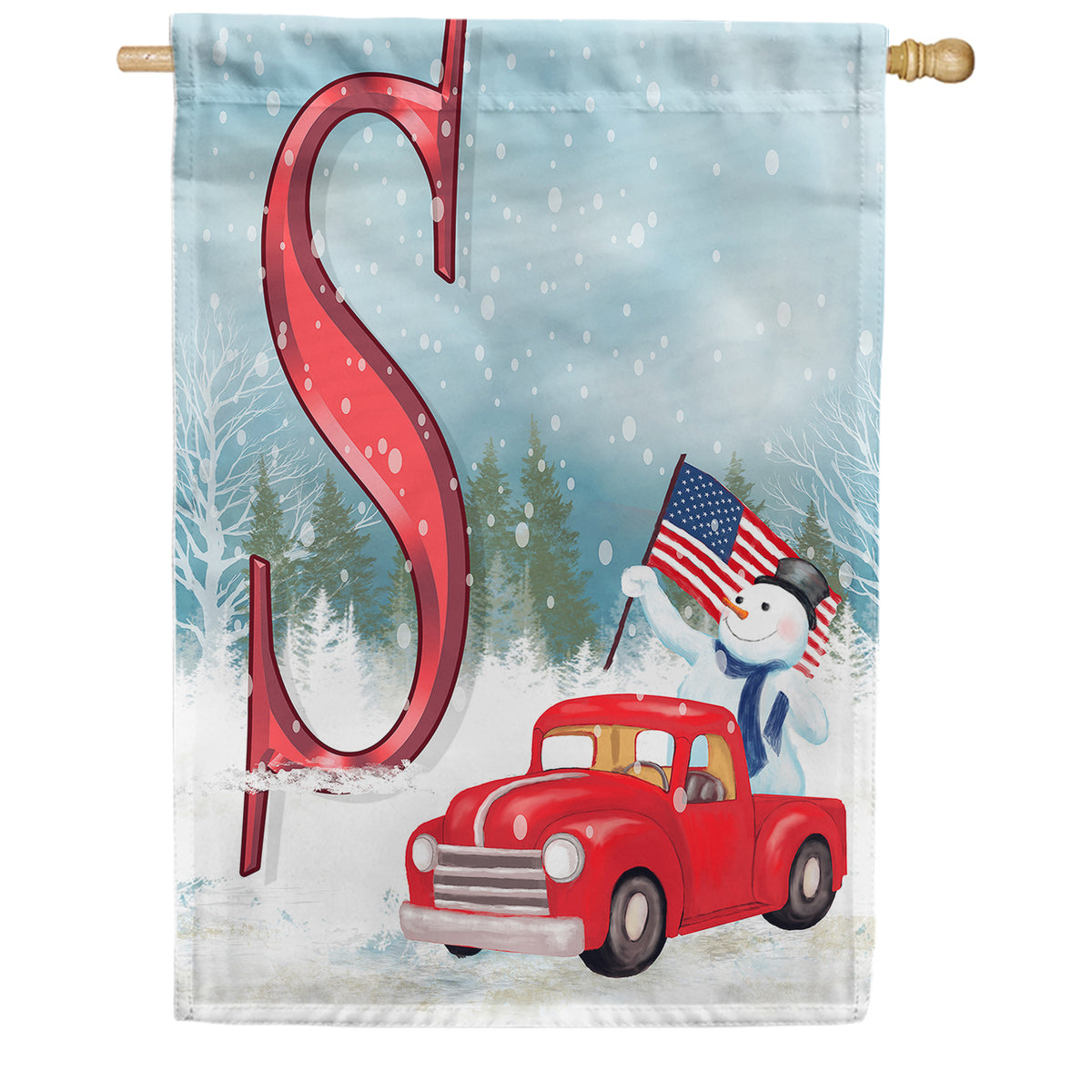 America Forever Happy Holidays America Monogram House Flag