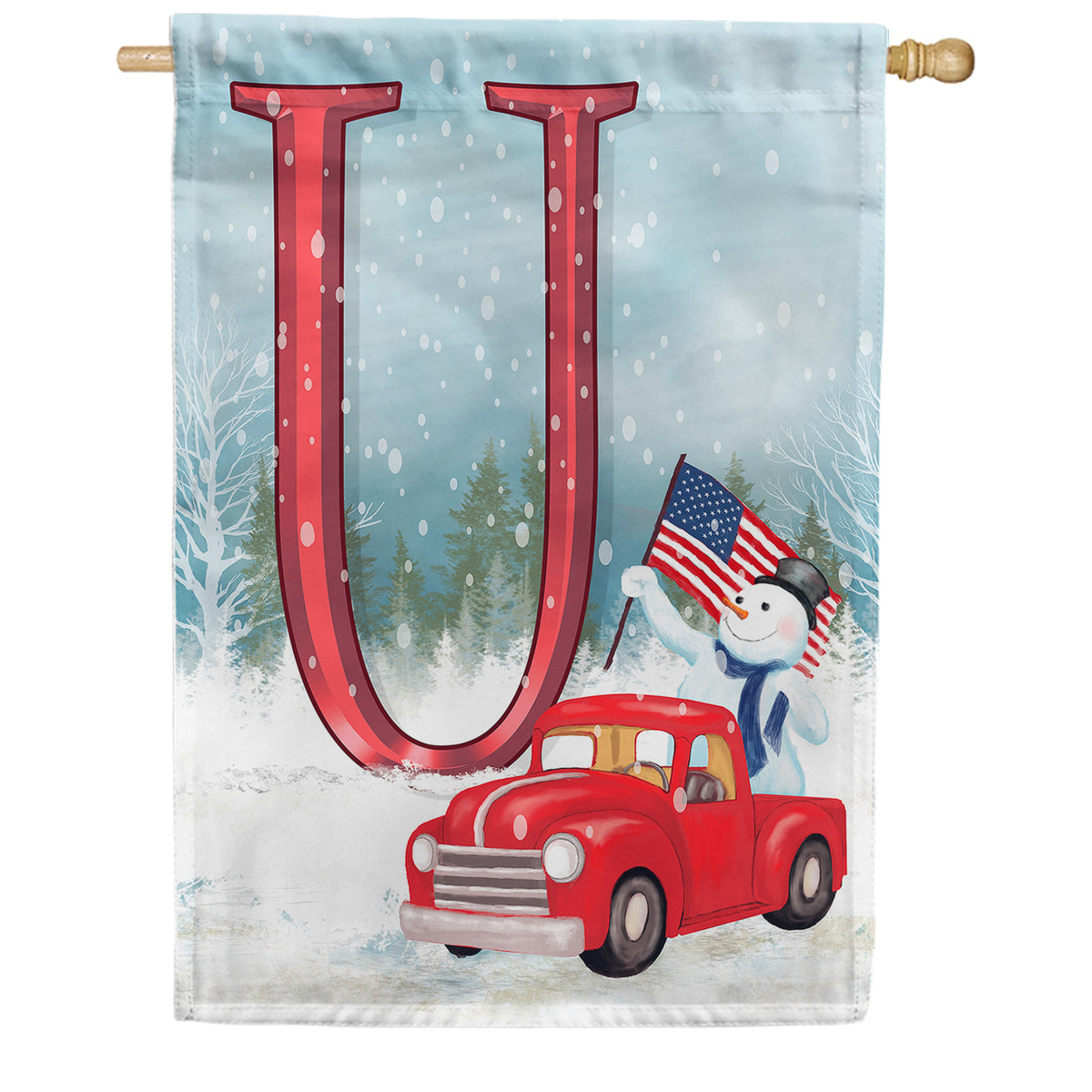 America Forever Happy Holidays America Monogram House Flag
