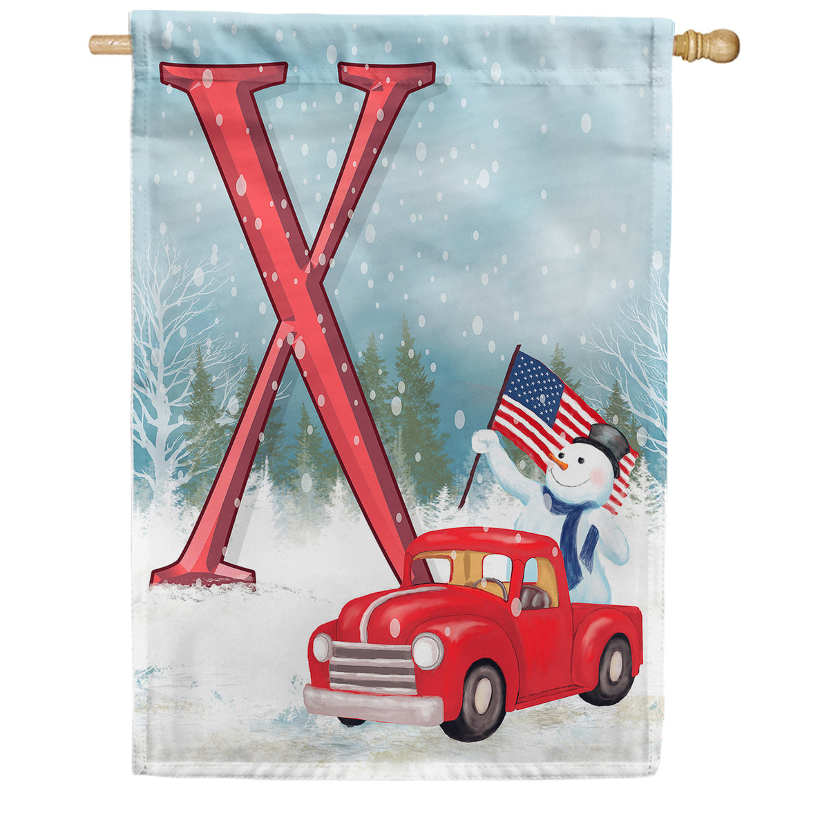 America Forever Happy Holidays America Monogram House Flag