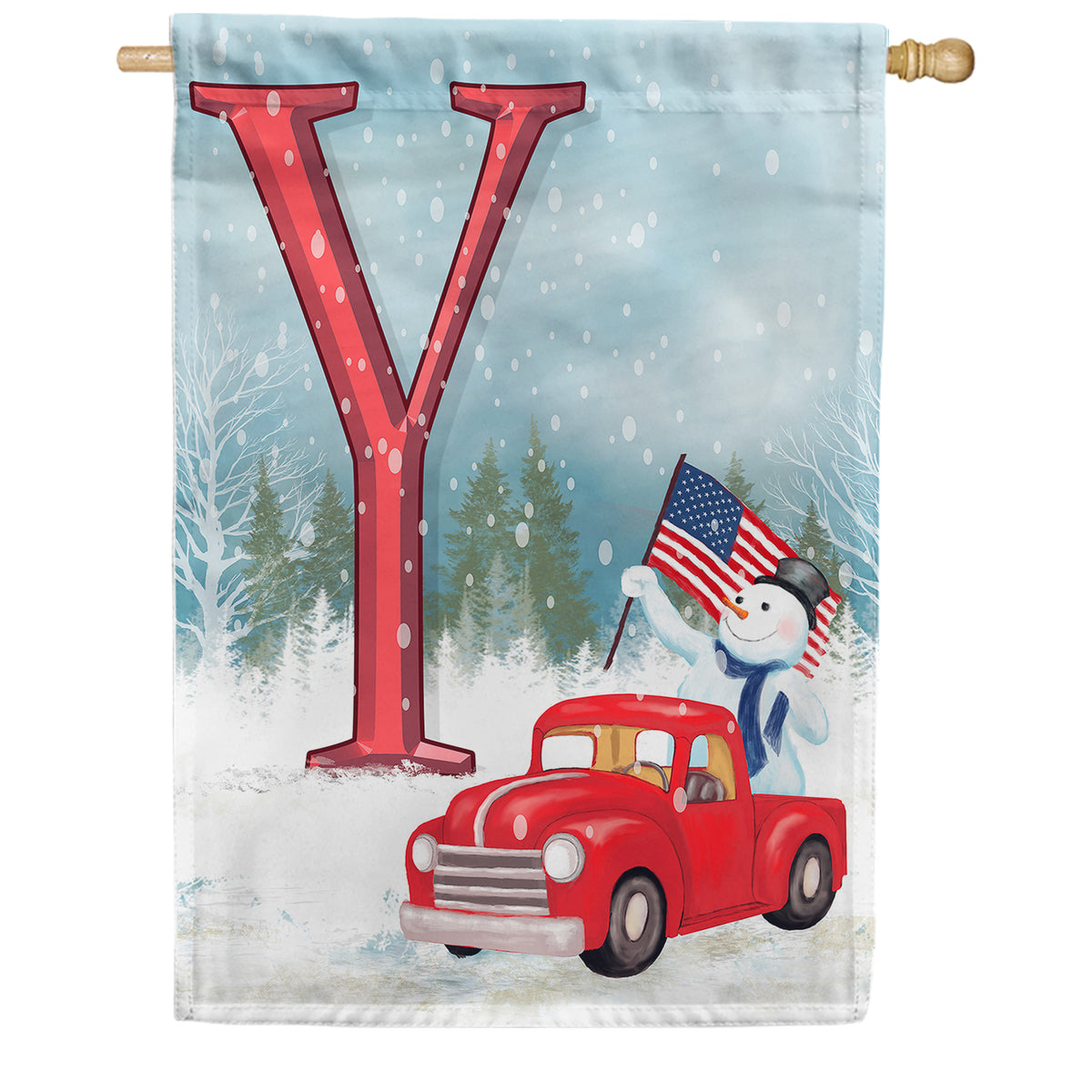 America Forever Happy Holidays America Monogram House Flag