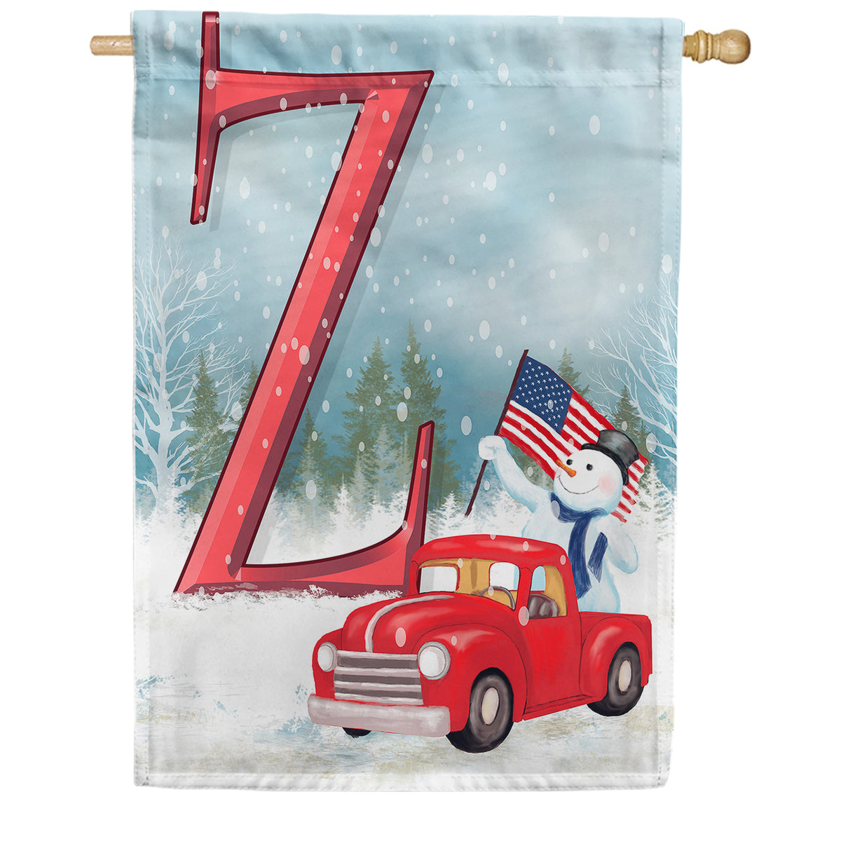 America Forever Happy Holidays America Monogram House Flag
