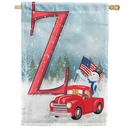 Happy Holidays America Monogram House Flag