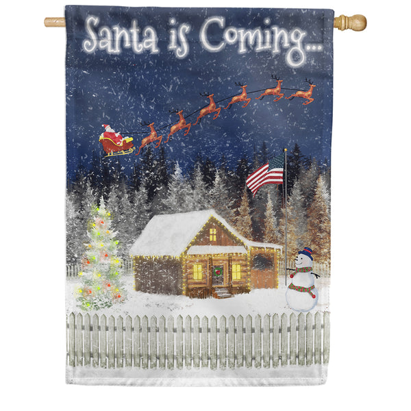 America Forever Santa is Coming House Flag