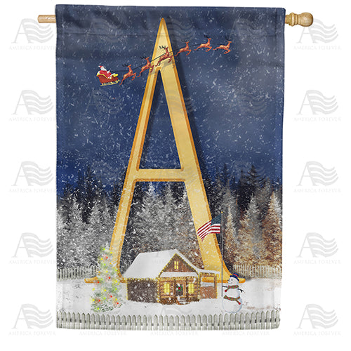 America Forever Santa Is Coming Monogram House Flag