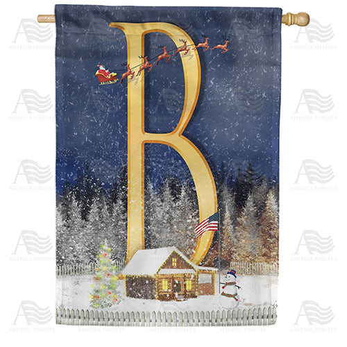America Forever Santa Is Coming Monogram House Flag