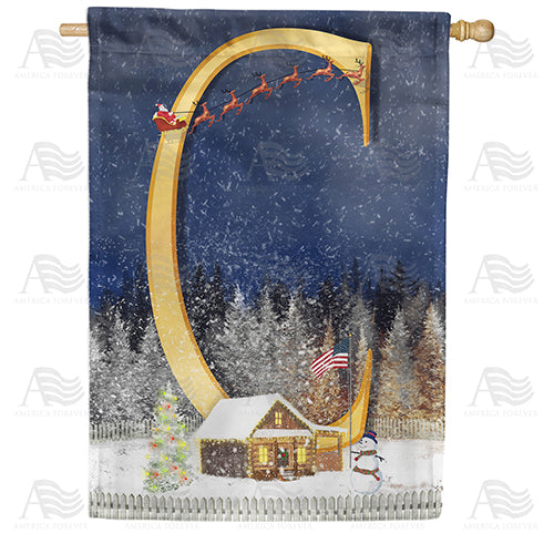 America Forever Santa Is Coming Monogram House Flag
