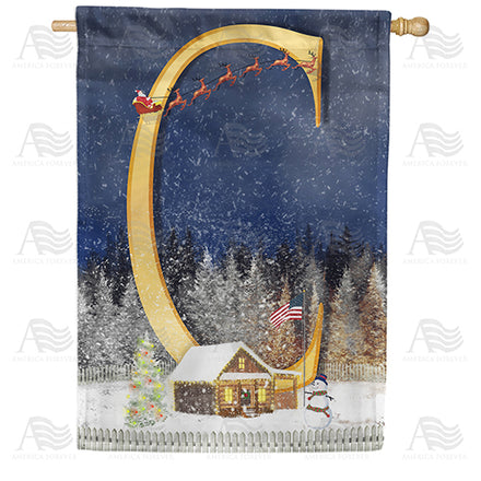 America Forever Santa Is Coming Monogram House Flag