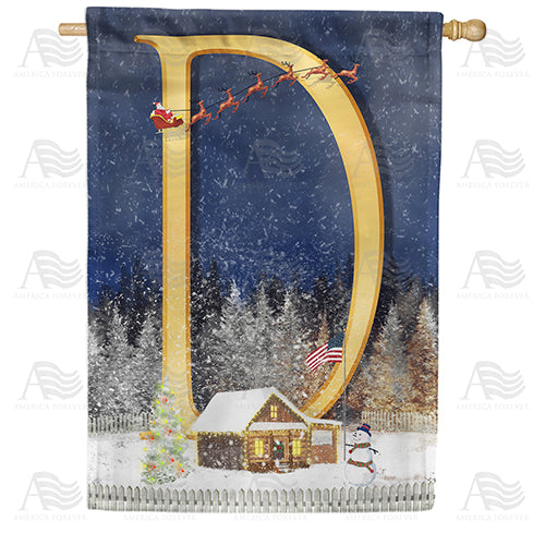 America Forever Santa Is Coming Monogram House Flag