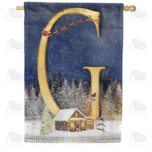 America Forever Santa Is Coming Monogram House Flag