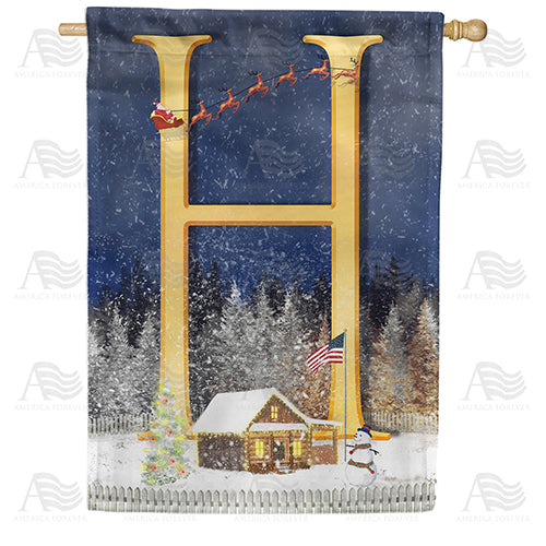 America Forever Santa Is Coming Monogram House Flag
