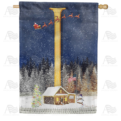 America Forever Santa Is Coming Monogram House Flag