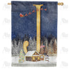 America Forever Santa Is Coming Monogram House Flag