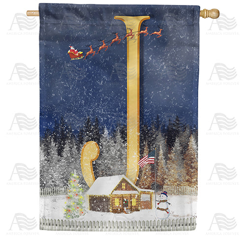 America Forever Santa Is Coming Monogram House Flag