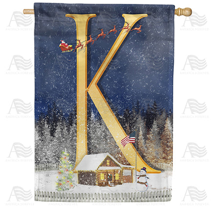 America Forever Santa Is Coming Monogram House Flag