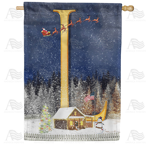 America Forever Santa Is Coming Monogram House Flag