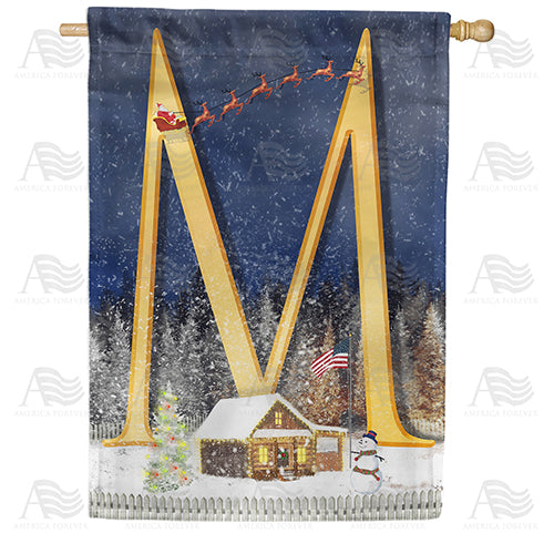America Forever Santa Is Coming Monogram House Flag