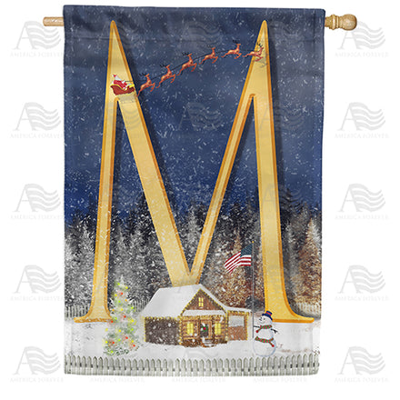 America Forever Santa Is Coming Monogram House Flag