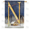 America Forever Santa Is Coming Monogram House Flag