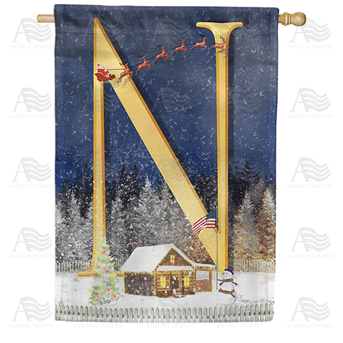 America Forever Santa Is Coming Monogram House Flag