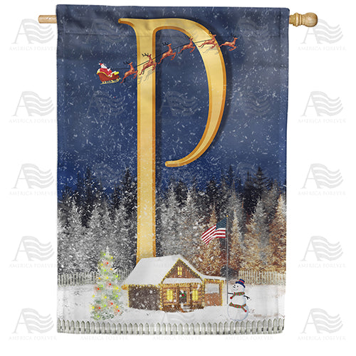 America Forever Santa Is Coming Monogram House Flag