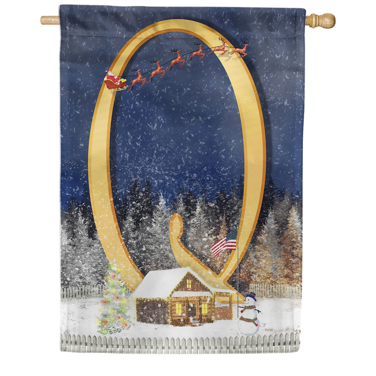 America Forever Santa Is Coming Monogram House Flag