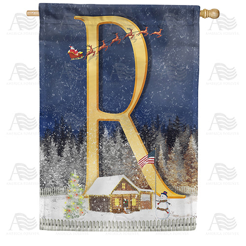 America Forever Santa Is Coming Monogram House Flag