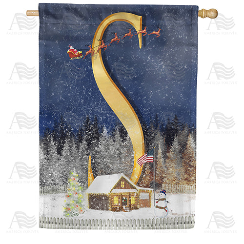 America Forever Santa Is Coming Monogram House Flag