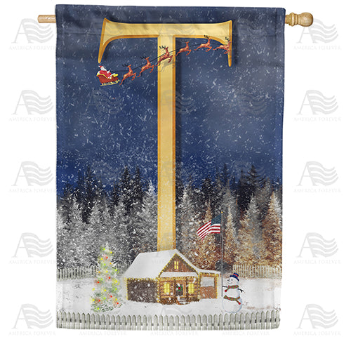 America Forever Santa Is Coming Monogram House Flag