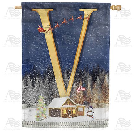 America Forever Santa Is Coming Monogram House Flag