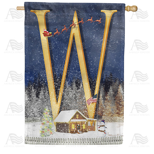 America Forever Santa Is Coming Monogram House Flag