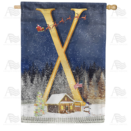 America Forever Santa Is Coming Monogram House Flag