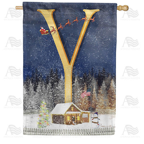 America Forever Santa Is Coming Monogram House Flag