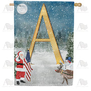 America Forever Merry Christmas USA Monogram House Flag