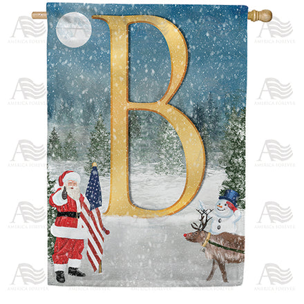 America Forever Merry Christmas USA Monogram House Flag