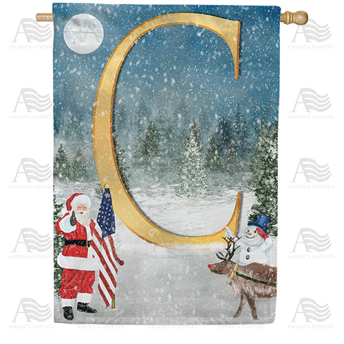 America Forever Merry Christmas USA Monogram House Flag