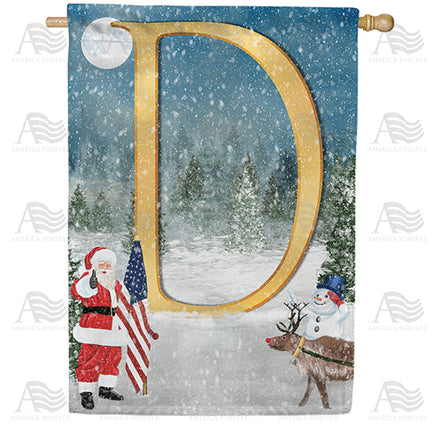 America Forever Merry Christmas USA Monogram House Flag