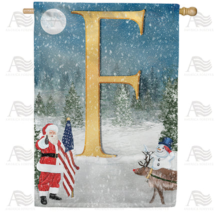 America Forever Merry Christmas USA Monogram House Flag