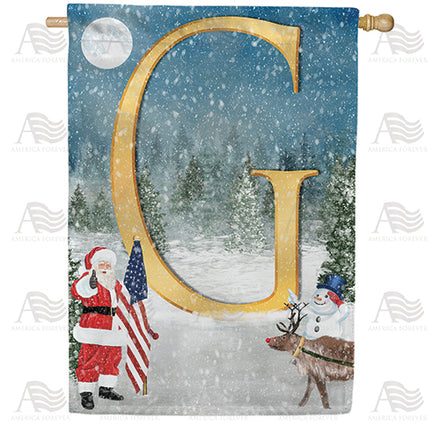 America Forever Merry Christmas USA Monogram House Flag