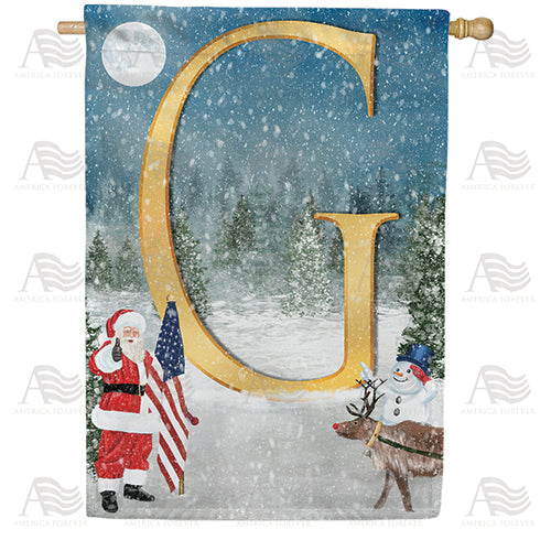 America Forever Merry Christmas USA Monogram House Flag