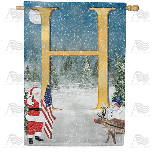 America Forever Merry Christmas USA Monogram House Flag