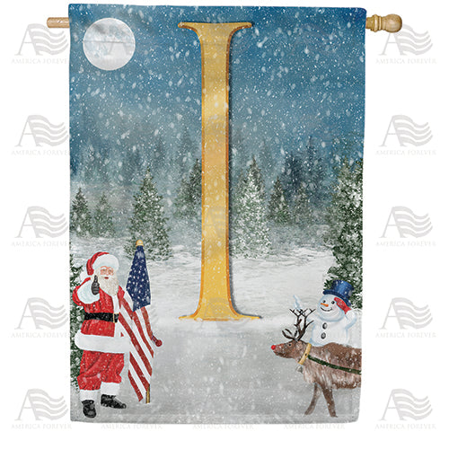 America Forever Merry Christmas USA Monogram House Flag