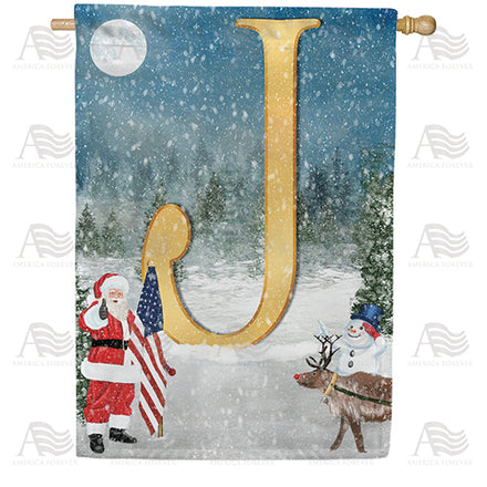 America Forever Merry Christmas USA Monogram House Flag