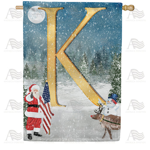 America Forever Merry Christmas USA Monogram House Flag