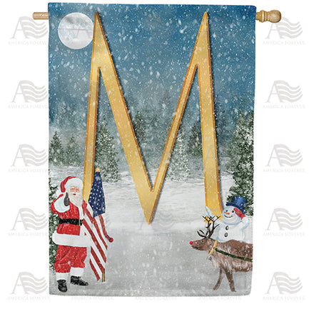 America Forever Merry Christmas USA Monogram House Flag