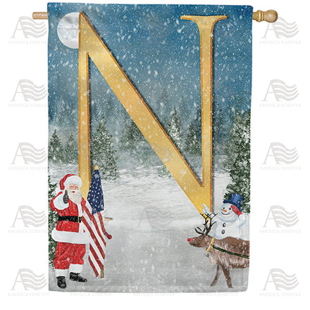 America Forever Merry Christmas USA Monogram House Flag
