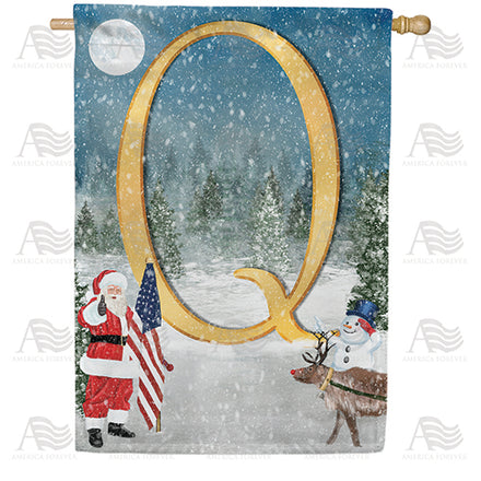 America Forever Merry Christmas USA Monogram House Flag