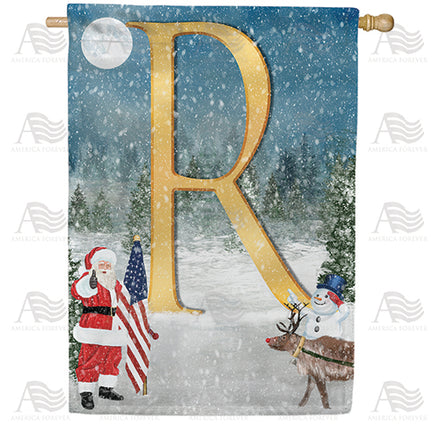 America Forever Merry Christmas USA Monogram House Flag