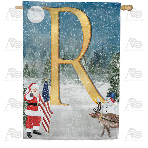 America Forever Merry Christmas USA Monogram House Flag