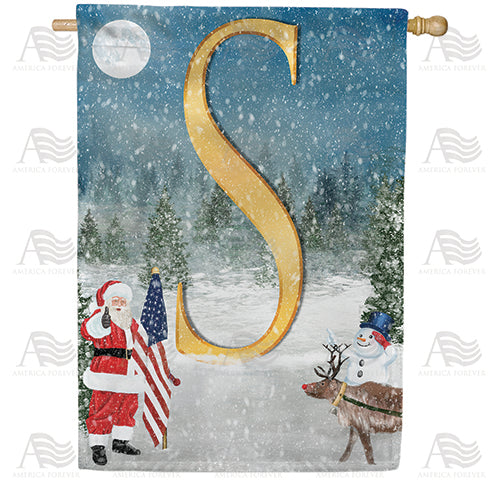 America Forever Merry Christmas USA Monogram House Flag